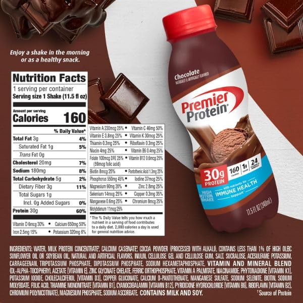 Premier Protein Shake: 30g Protein, 1g Sugar, 12-Pack